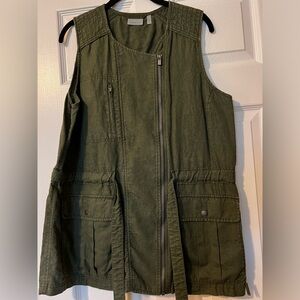 Athleta - Size Large - Olive Green Linen tie-waist vest